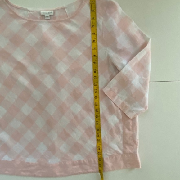 J. Jill Love Linen Boat Neck Top 3/4 Sleeve Gingham Pink and White Size Large - Picture 13 of 15